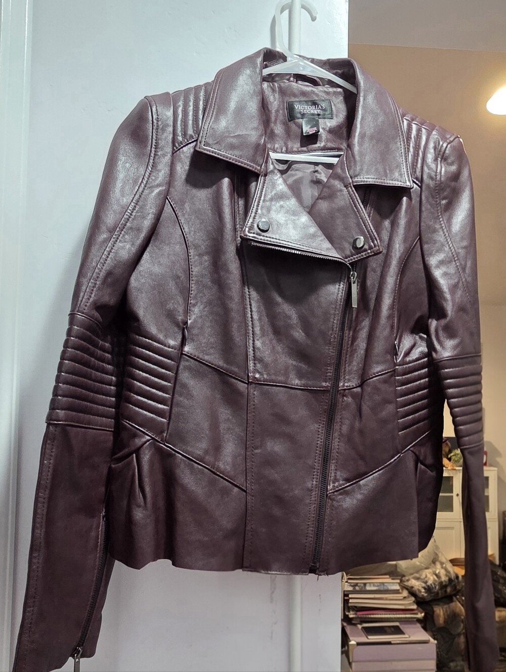 Victoria's Secret Plum Faux Leather Moto Jacket